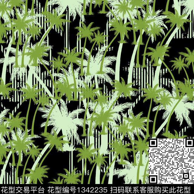 20200710-5-2.jpg - 1342235 - 椰子树 纸印花 几何 - 传统印花花型 － 女装花型设计 － 瓦栏