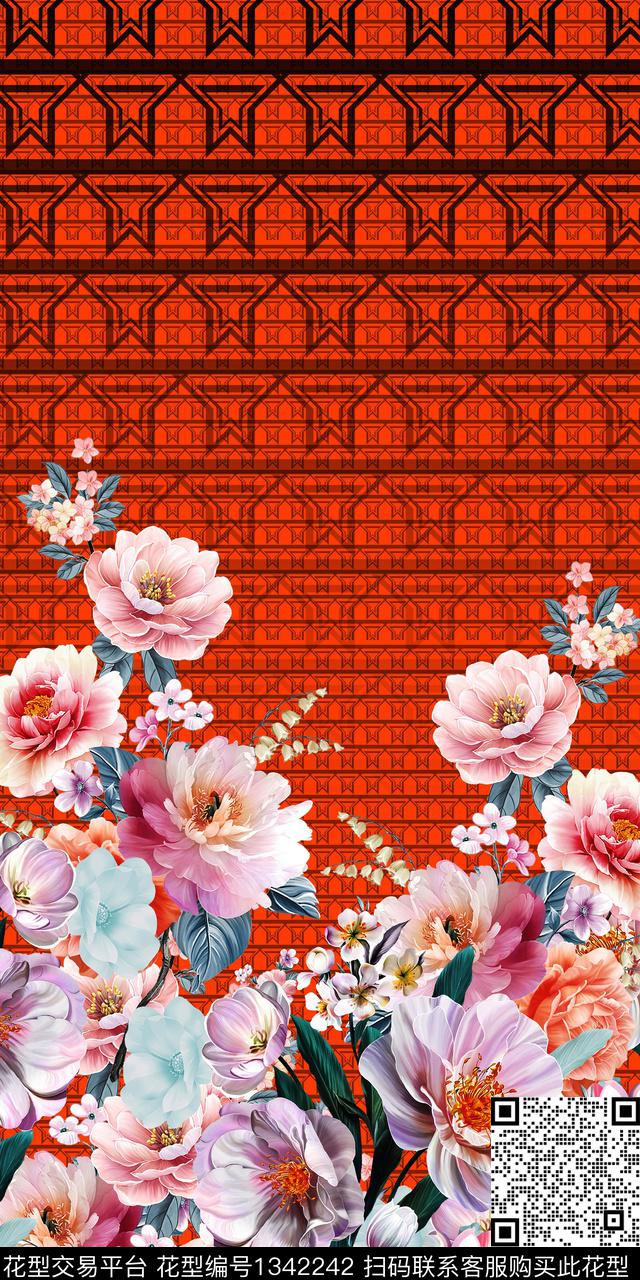 20200710-8.jpg - 1342242 - 几何 定位花 花卉 - 数码印花花型 － 女装花型设计 － 瓦栏