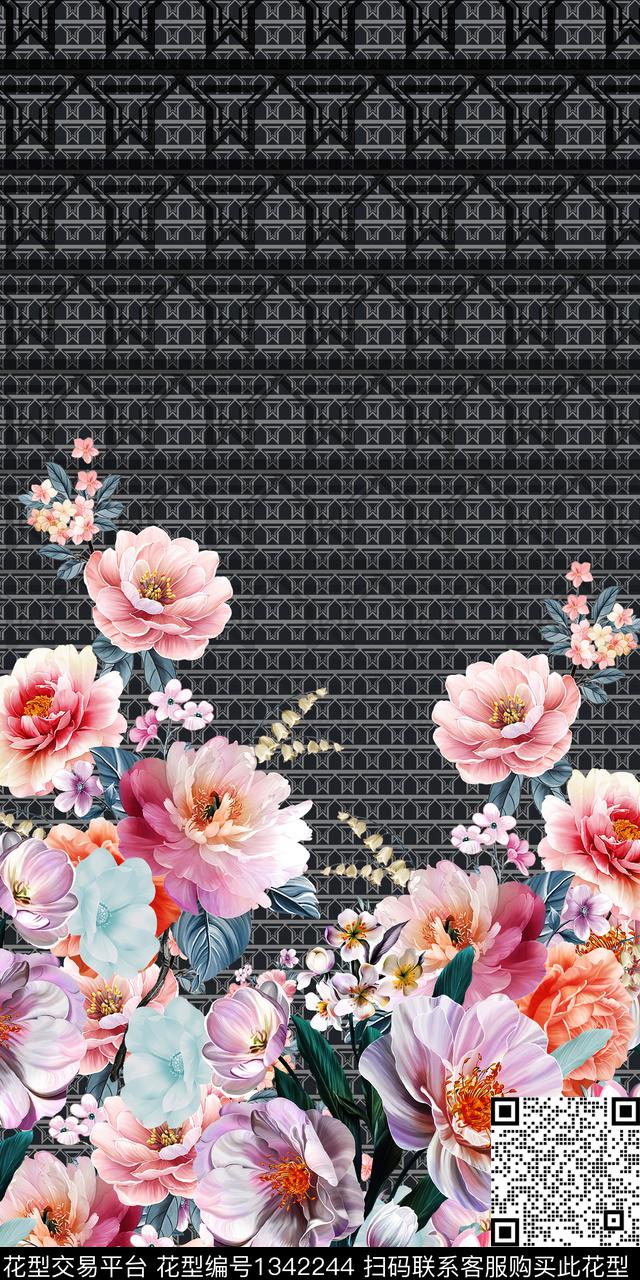 20200710-8-2.jpg - 1342244 - 几何 定位花 花卉 - 数码印花花型 － 女装花型设计 － 瓦栏