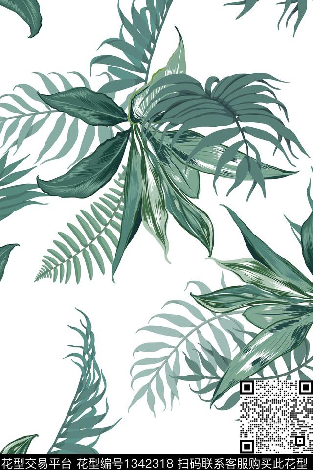 绿植树叶床品花卉传统印花花型下载（图片编号: 1342318） - 瓦栏（Walan）