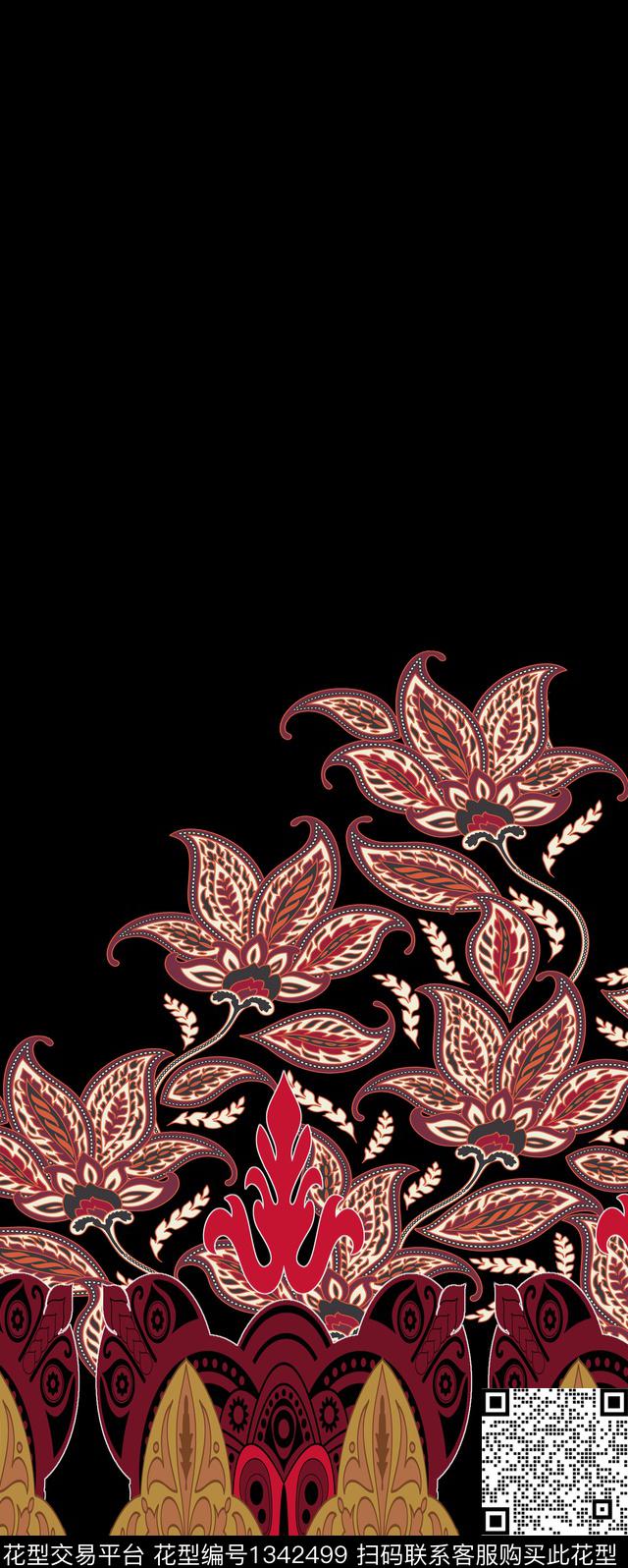 ASMYSJ0138.jpg - 1342499 - 花卉 大牌风 传统花型 - 传统印花花型 － 女装花型设计 － 瓦栏