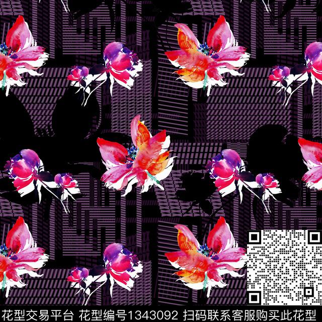 20200714-1.jpg - 1343092 - 几何 花卉 大牌风 - 数码印花花型 － 女装花型设计 － 瓦栏