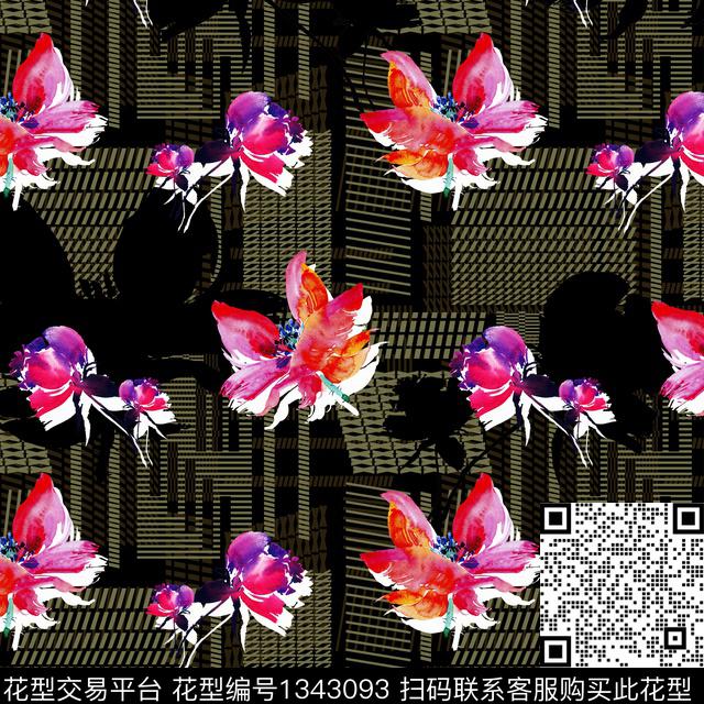 20200714-1-1.jpg - 1343093 - 几何 花卉 大牌风 - 数码印花花型 － 女装花型设计 － 瓦栏