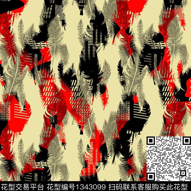 20200714-4.jpg - 1343099 - 羽毛 纸印花 几何 - 传统印花花型 － 男装花型设计 － 瓦栏