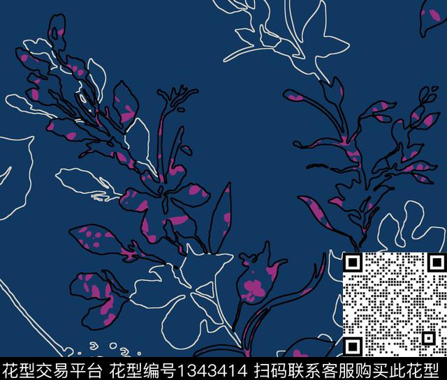 WL-20200713-3.jpg - 1343414 - 绿植树叶 抽象花卉 男装 - 传统印花花型 － 女装花型设计 － 瓦栏