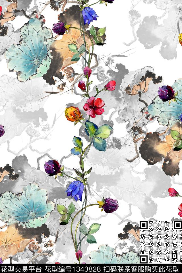 dear-20195.jpg - 1343828 - 旗袍 香云纱 中国 - 数码印花花型 － 女装花型设计 － 瓦栏