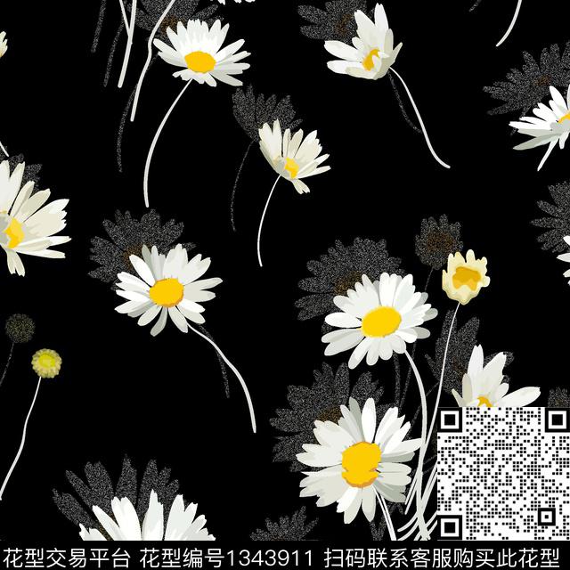 小雏菊休闲数码印花花型下载（图片编号: 1343911） - 瓦栏（Walan）