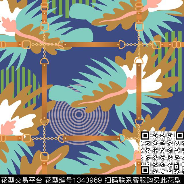 皮带植物几何男装传统印花花型下载（图片编号: 1343969） - 瓦栏（Walan）