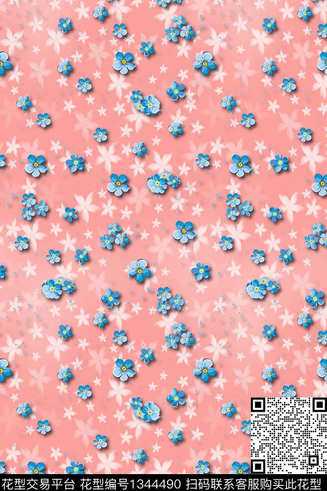 花卉朦胧花卉小碎花数码印花花型下载（图片编号: 1344490） - 瓦栏（Walan）