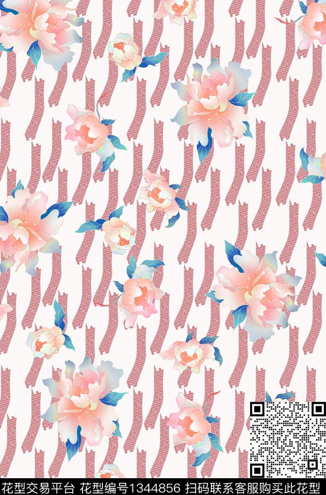 花卉小碎花几何数码印花花型下载（图片编号: 1344856） - 瓦栏（Walan）