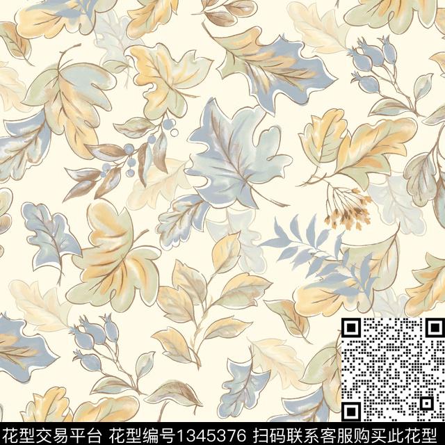 时尚花卉北欧数码印花花型下载（图片编号: 1345376） - 瓦栏（Walan）