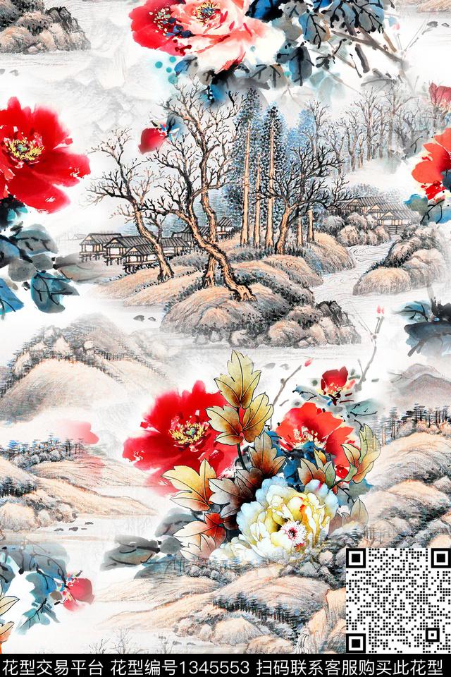 dear-20202.jpg - 1345553 - 旗袍 香云纱 中国 - 数码印花花型 － 女装花型设计 － 瓦栏
