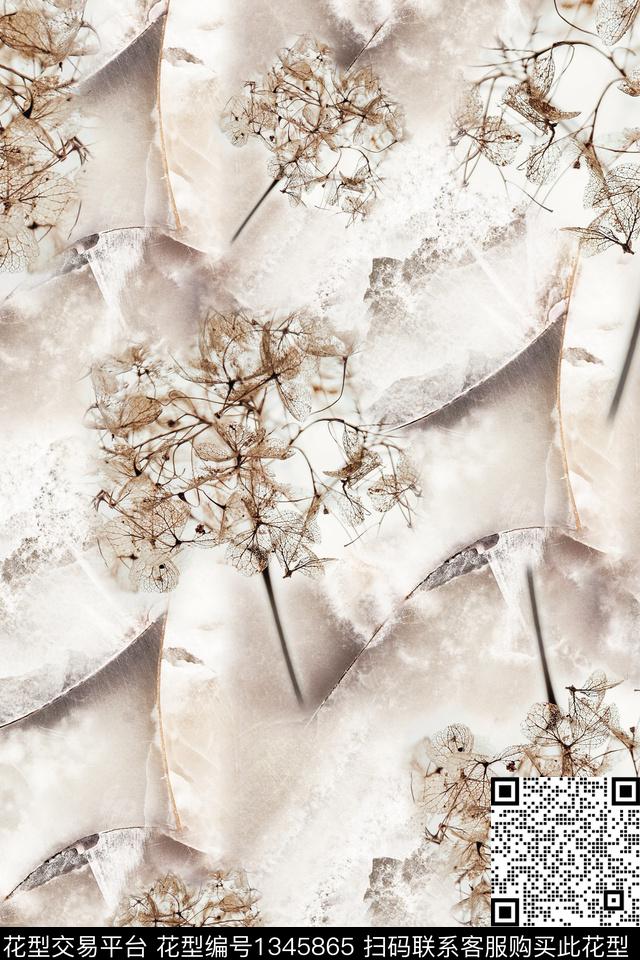 底纹花卉素雅数码印花花型下载（图片编号: 1345865） - 瓦栏（Walan）