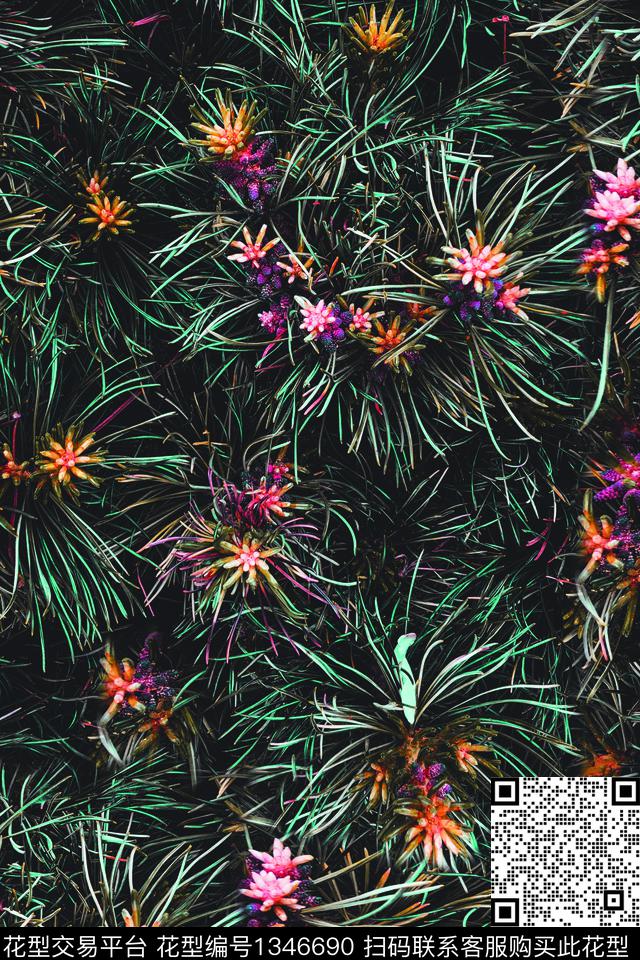 珊瑚花-ok.jpg - 1346690 - 花卉 绿植树叶 珊瑚花 - 数码印花花型 － 女装花型设计 － 瓦栏