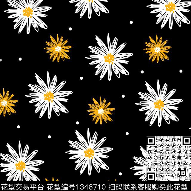 d1.jpg - 1346710 - 满版散花 大牌风 小雏菊 - 传统印花花型 － 女装花型设计 － 瓦栏