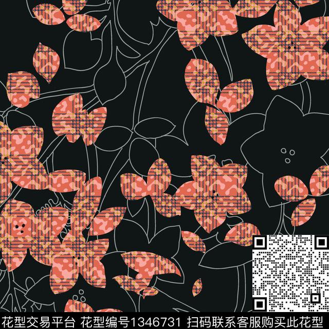 WL-20200726-2.jpg - 1346731 - 绿植树叶 抽象花卉 男装 - 传统印花花型 － 女装花型设计 － 瓦栏