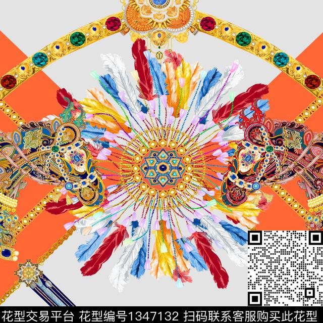 2020-10.jpg - 1347132 - HERMES 珠宝宝石 数码花型 - 数码印花花型 － 方巾花型设计 － 瓦栏
