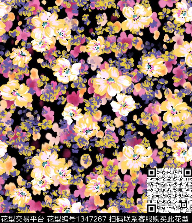 小碎花手绘花卉数码印花花型下载（图片编号: 1347267） - 瓦栏（Walan）