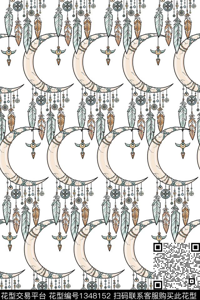 yc0801.jpg - 1348152 - 羽毛 民族风 手绘 - 传统印花花型 － 女装花型设计 － 瓦栏