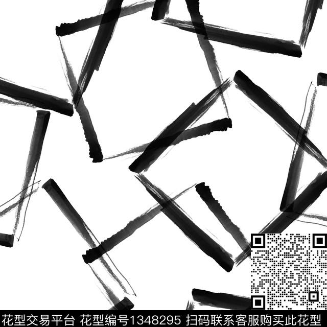 brushframe.jpg - 1348295 - 几何 黑白花型 水墨风 - 数码印花花型 － 女装花型设计 － 瓦栏