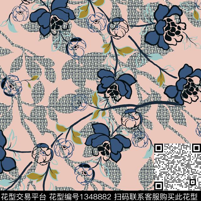 WL-20200731-1.jpg - 1348882 - 绿植树叶 抽象花卉 男装 - 传统印花花型 － 女装花型设计 － 瓦栏