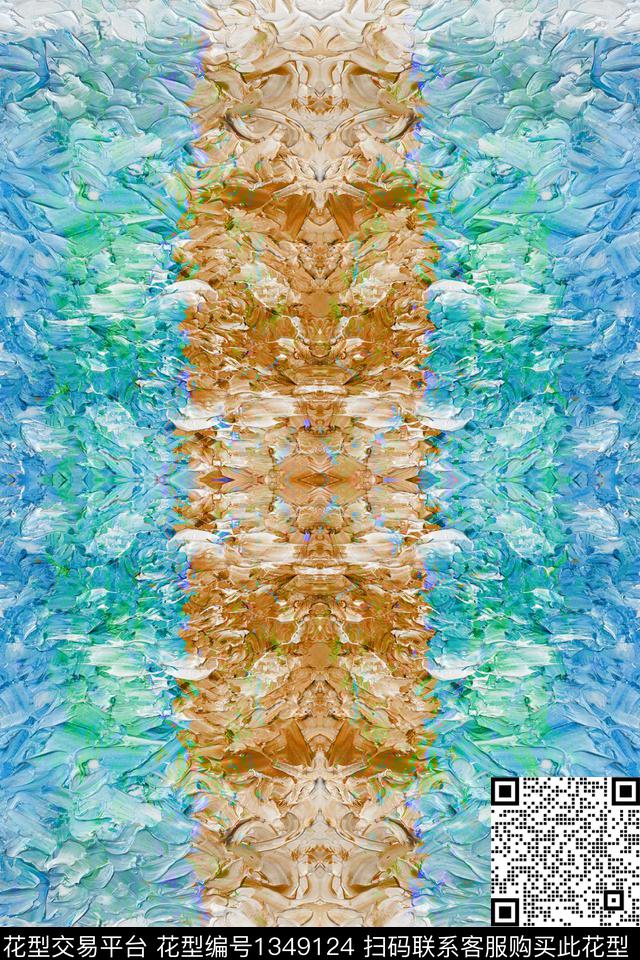 抽象  蓝色1.jpg - 1349124 - 时尚 抽象 炫彩 - 数码印花花型 － 女装花型设计 － 瓦栏