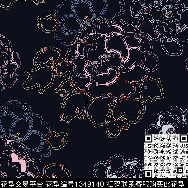 绿植树叶抽象花卉男装传统印花花型下载（图片编号: 1349140） - 瓦栏（Walan）