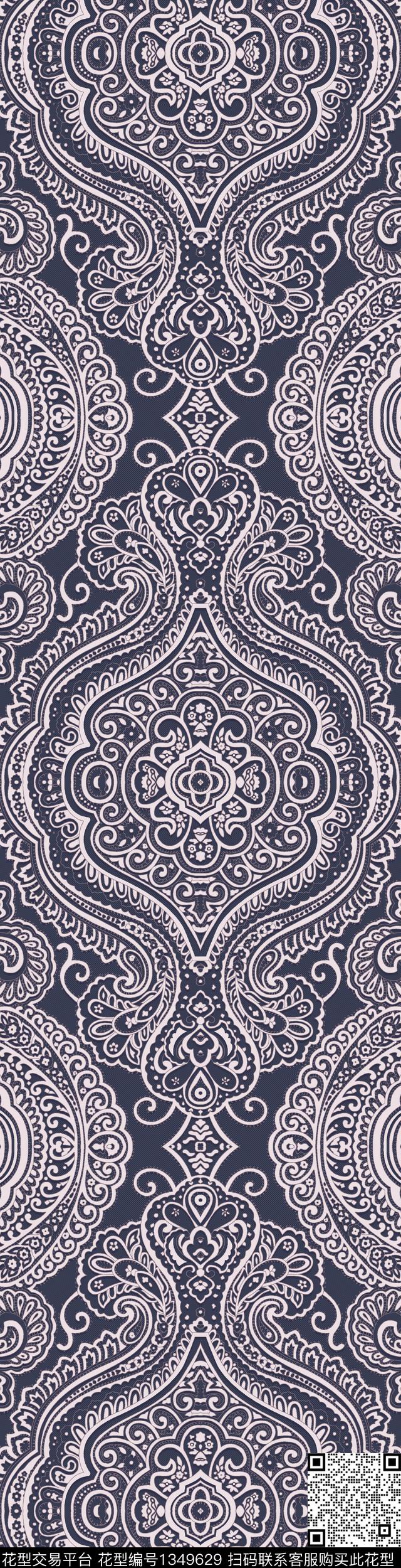 2020-8-5.jpg - 1349629 - 数码花型 大马士革 古典纹样 - 数码印花花型 － 床品花型设计 － 瓦栏