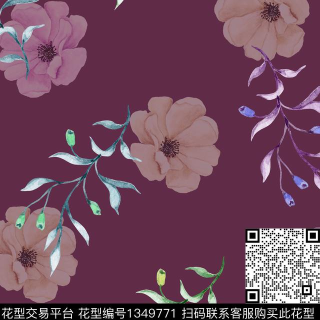 ASMYSJ0318.jpg - 1349771 - 数码花型 花卉 大牌风 - 数码印花花型 － 女装花型设计 － 瓦栏