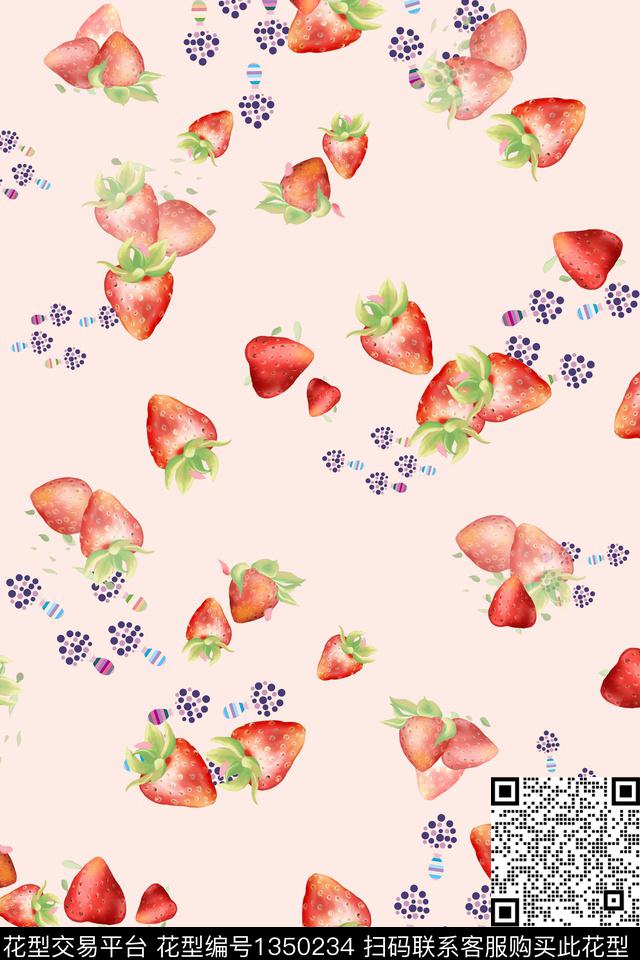 Orst_xy503B.jpg - 1350234 - 手绘 草莓 波点 - 数码印花花型 － 女装花型设计 － 瓦栏