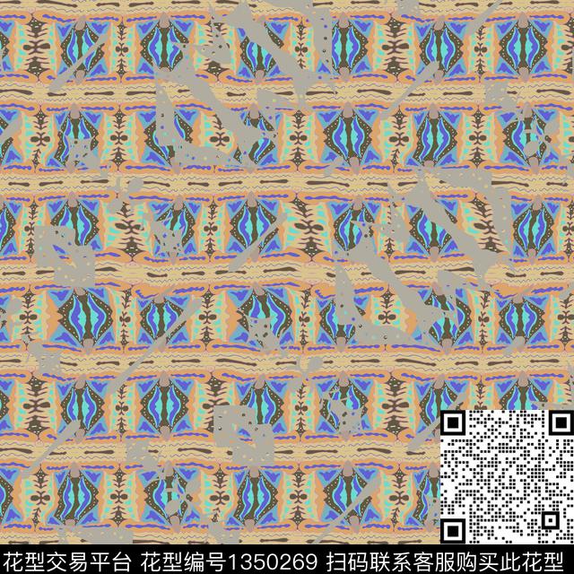 条纹  民族风.jpg - 1350269 - 民族风 抽象 中东 - 数码印花花型 － 女装花型设计 － 瓦栏