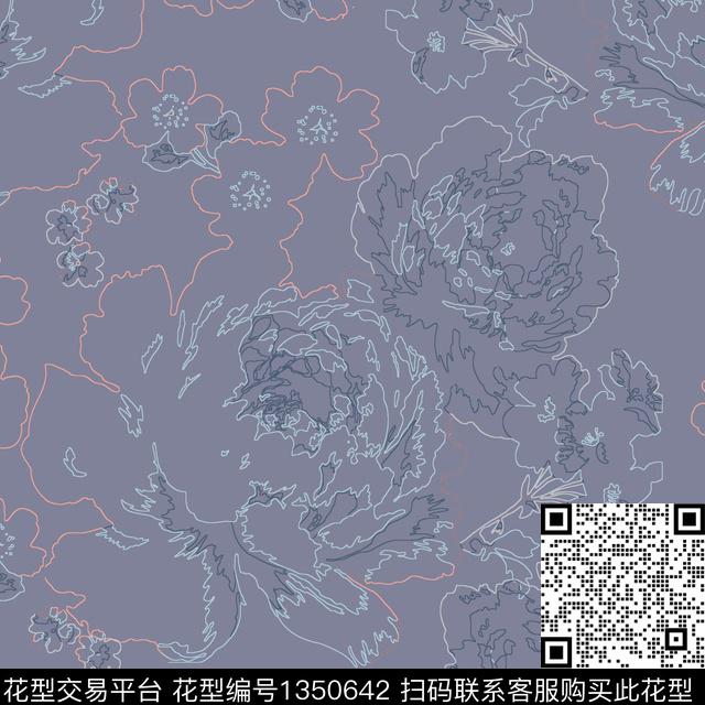 绿植树叶抽象花卉男装传统印花花型下载（图片编号: 1350642） - 瓦栏（Walan）