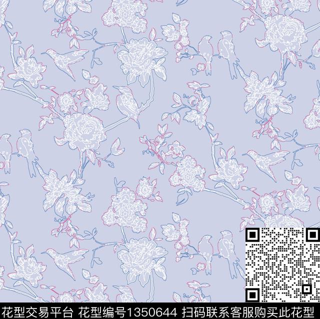 绿植树叶抽象花卉男装传统印花花型下载（图片编号: 1350644） - 瓦栏（Walan）