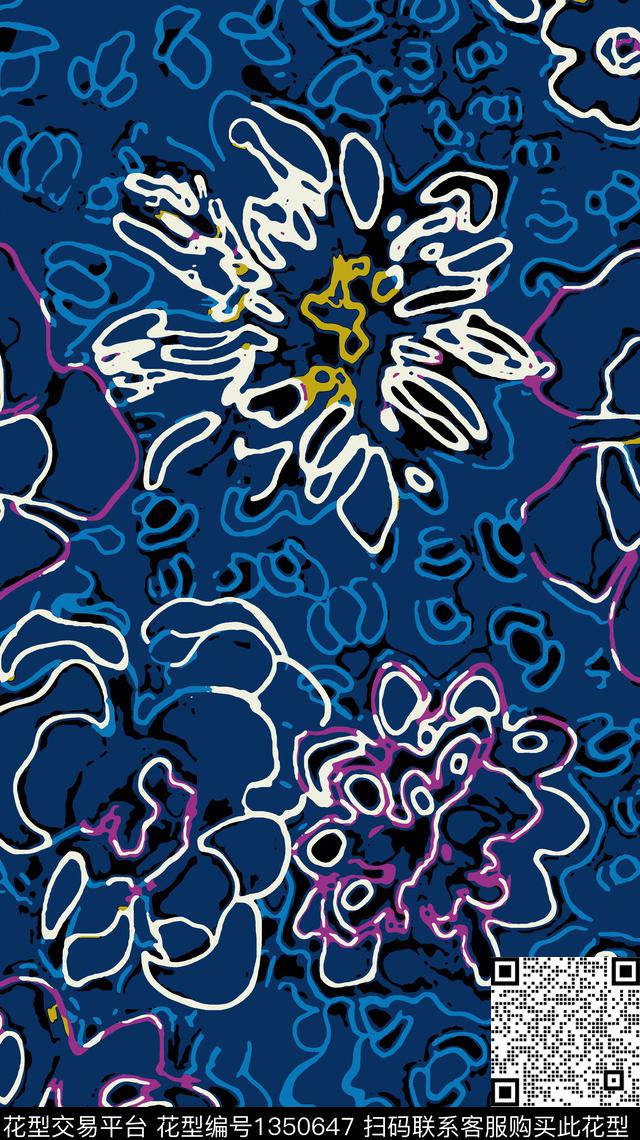WL-20200805-2.jpg - 1350647 - 几何花卉 抽象花卉 花卉 - 传统印花花型 － 女装花型设计 － 瓦栏