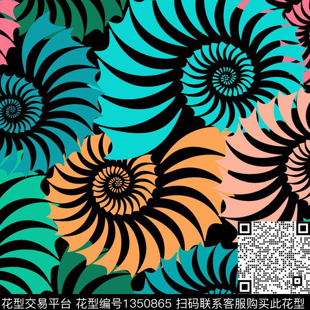 d2.jpg - 1350865 - 炫彩 时尚 海螺 - 传统印花花型 － 男装花型设计 － 瓦栏