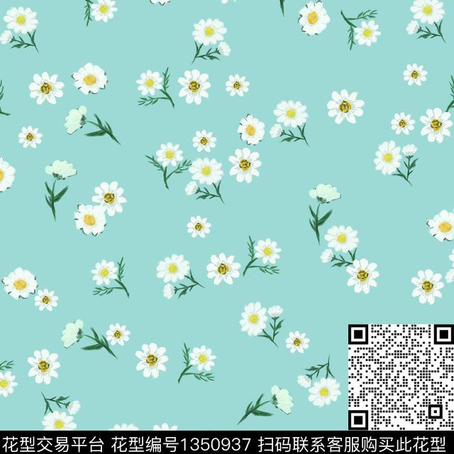 小雏菊1.jpg - 1350937 - 水彩 女装 小雏菊 - 传统印花花型 － 女装花型设计 － 瓦栏