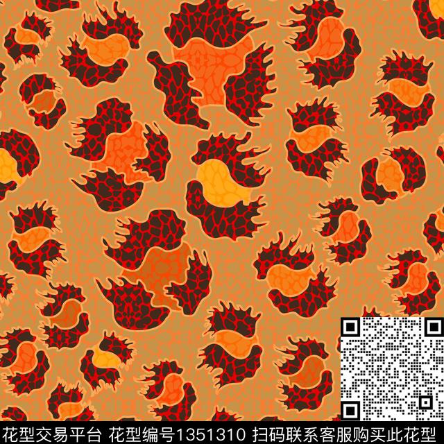 动物纹抽象传统印花花型下载（图片编号: 1351310） - 瓦栏（Walan）