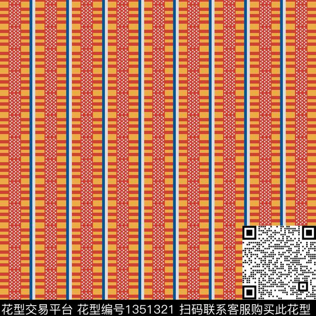 条纹波点传统印花花型下载（图片编号: 1351321） - 瓦栏（Walan）