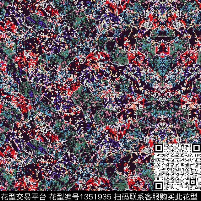 几何花卉抽象花卉花卉传统印花花型下载（图片编号: 1351935） - 瓦栏（Walan）