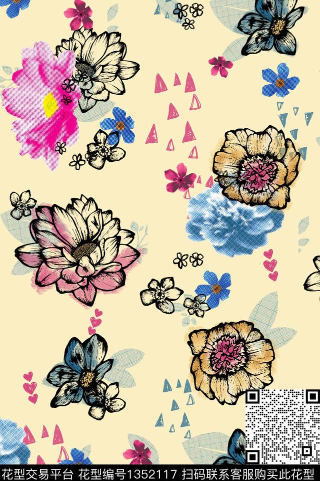 花卉20.jpg - 1352117 - 花卉 花瓣 大牌风 - 数码印花花型 － 女装花型设计 － 瓦栏