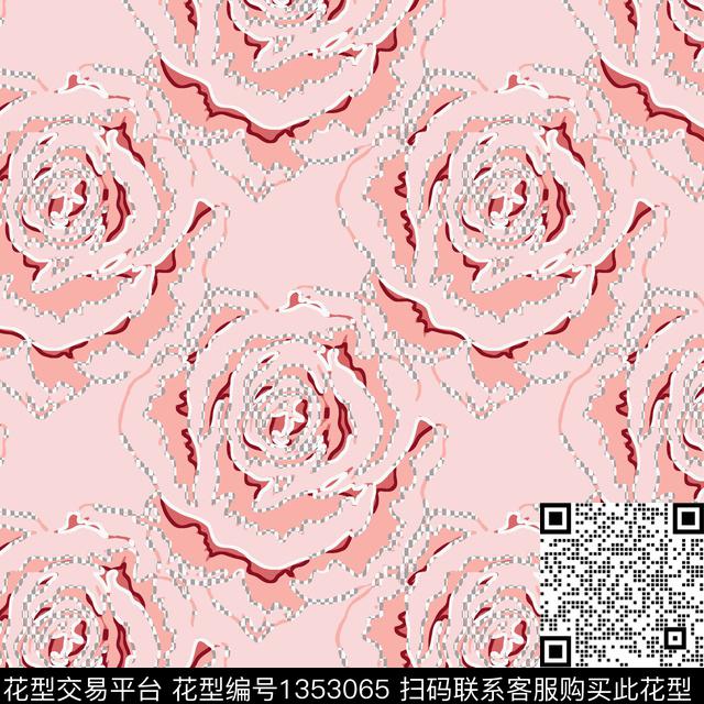几何花卉抽象花卉花卉传统印花花型下载（图片编号: 1353065） - 瓦栏（Walan）