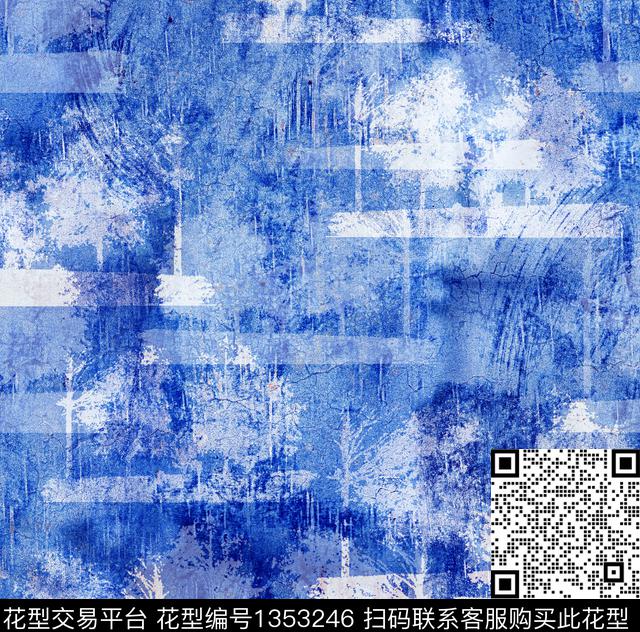 lhx001.jpg - 1353246 - 蓝色 肌理 扎染花型 - 数码印花花型 － 男装花型设计 － 瓦栏