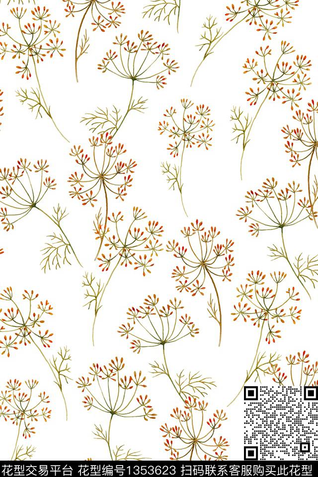 简约黑底花卉花卉数码印花花型下载（图片编号: 1353623） - 瓦栏（Walan）