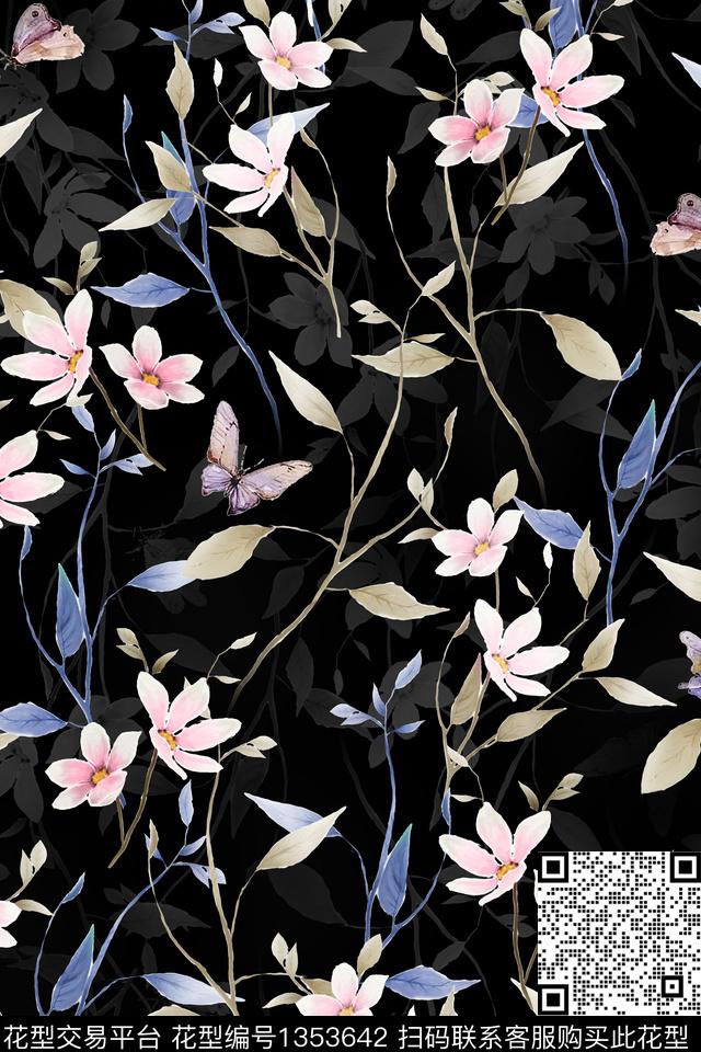 花卉小清新手绘数码印花花型下载（图片编号: 1353642） - 瓦栏（Walan）