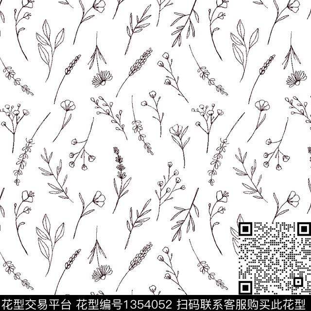 8141.jpg - 1354052 - 黑白花型 满版散花 植物 - 数码印花花型 － 女装花型设计 － 瓦栏