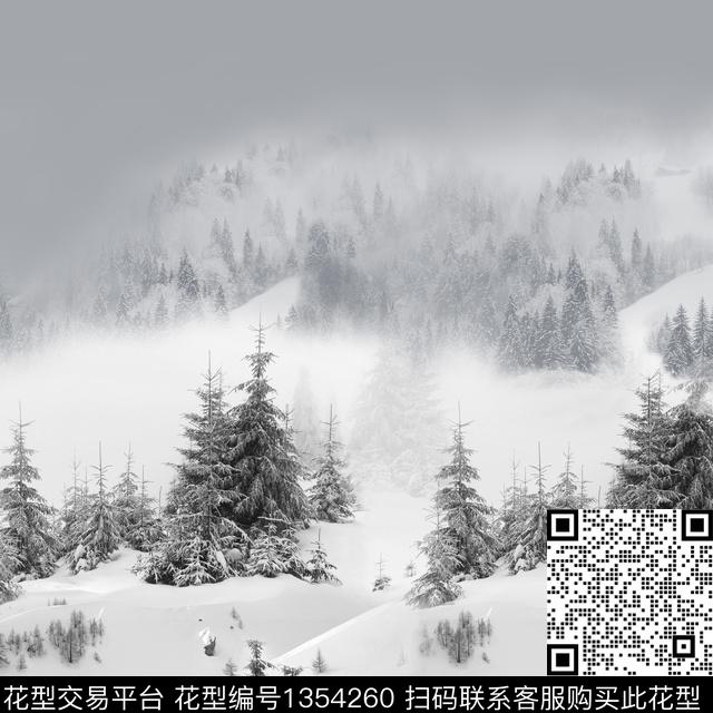 5.27.jpg - 1354260 - 风景定位 雪景 树林 - 数码印花花型 － 男装花型设计 － 瓦栏