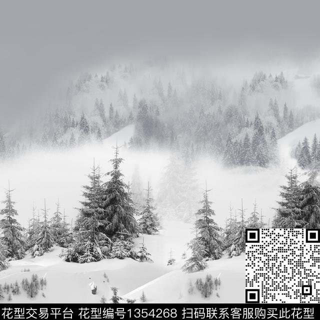 5.27.jpg - 1354268 - 风景定位 雪景 树林 - 数码印花花型 － 男装花型设计 － 瓦栏