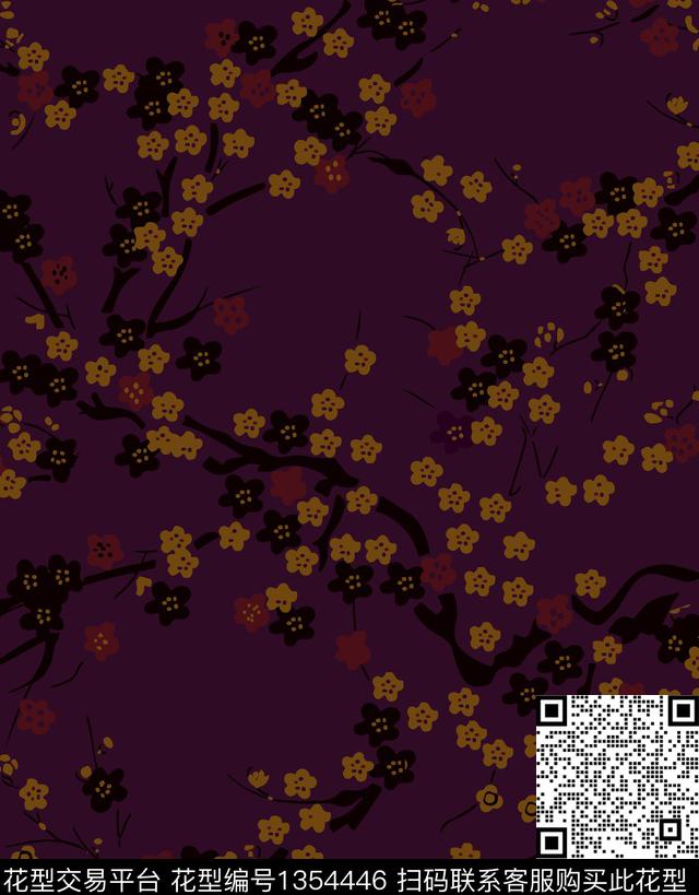 几何花卉抽象花卉花卉传统印花花型下载（图片编号: 1354446） - 瓦栏（Walan）
