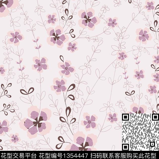 几何花卉抽象花卉花卉传统印花花型下载（图片编号: 1354447） - 瓦栏（Walan）