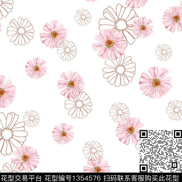 20200822.jpg - 1354576 - 小雏菊 小碎花 粉色 - 传统印花花型 － 女装花型设计 － 瓦栏
